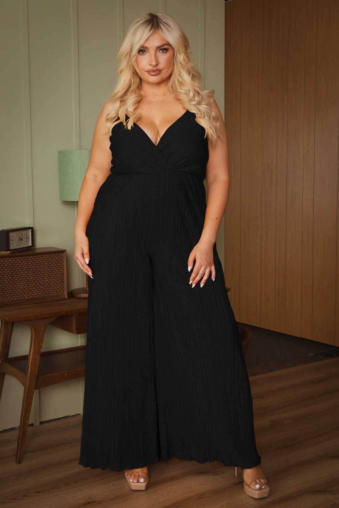 Curvy Sense Inc. Jumpsuits and Rompers Plus Size Scarlett Pleated Jumpsuit - Black