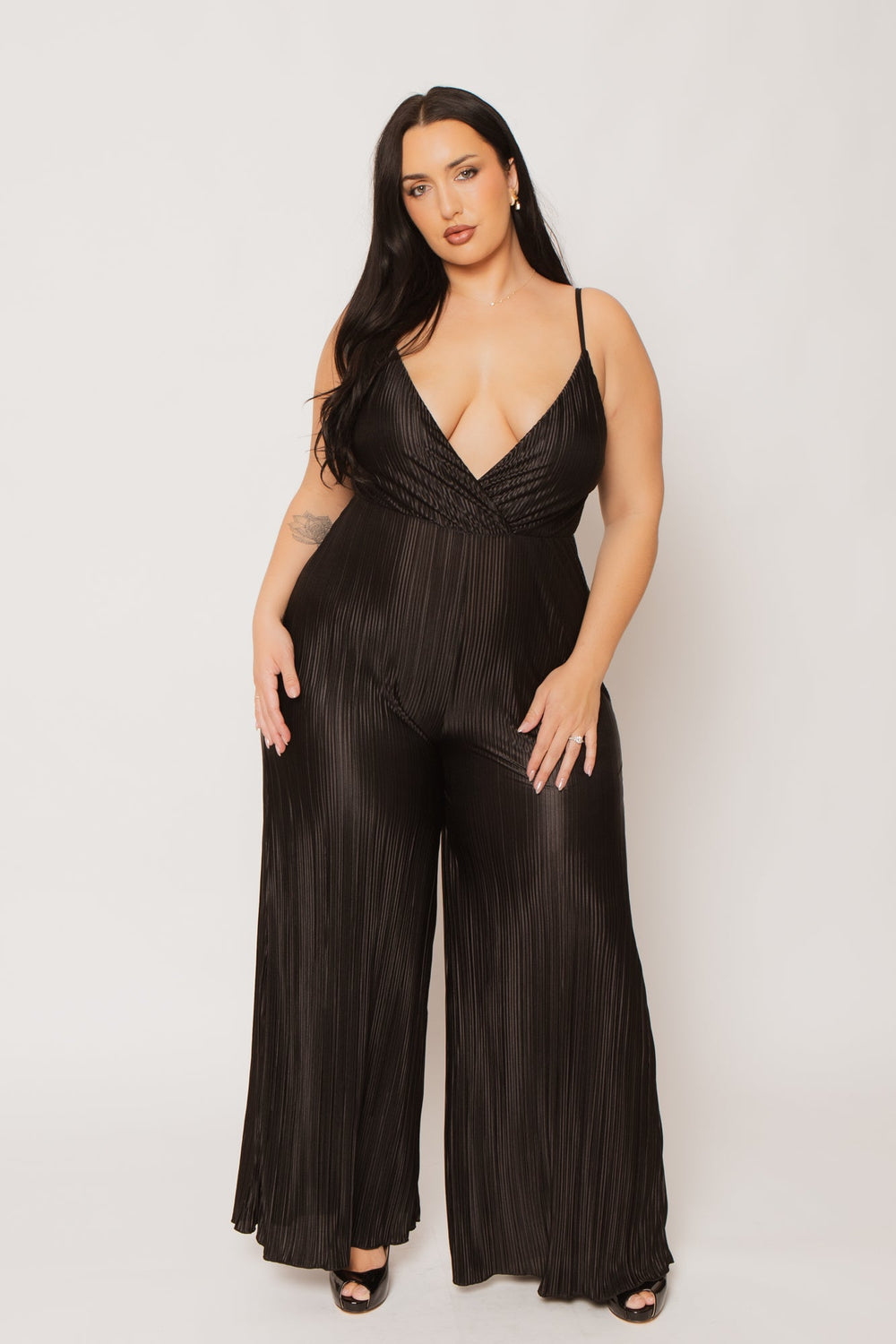 Curvy Sense Inc. Jumpsuits and Rompers Plus Size Scarlett Pleated Jumpsuit - Black