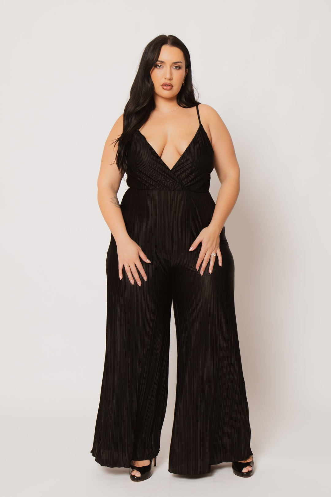 Curvy Sense Inc. Jumpsuits and Rompers Plus Size Scarlett Pleated Jumpsuit - Black