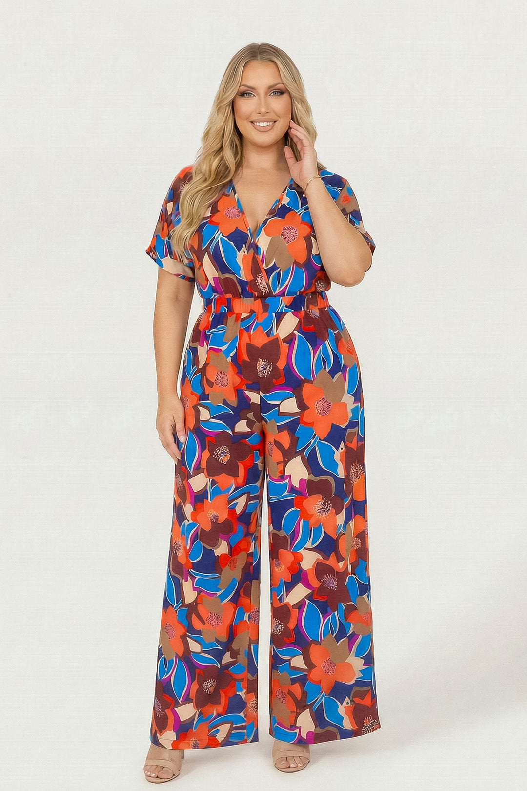 Curvy Sense Inc. Jumpsuits and Rompers Plus Size Sienna Bloom Flow Jumpsuit- Multi
