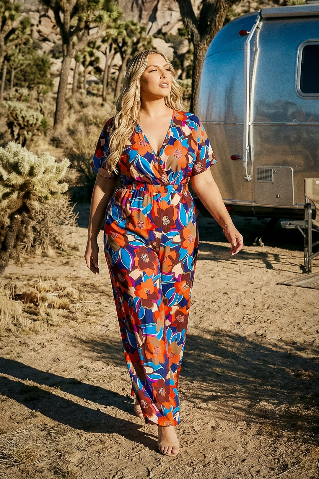 Curvy Sense Inc. Jumpsuits and Rompers Plus Size Sienna Bloom Flow Jumpsuit- Multi