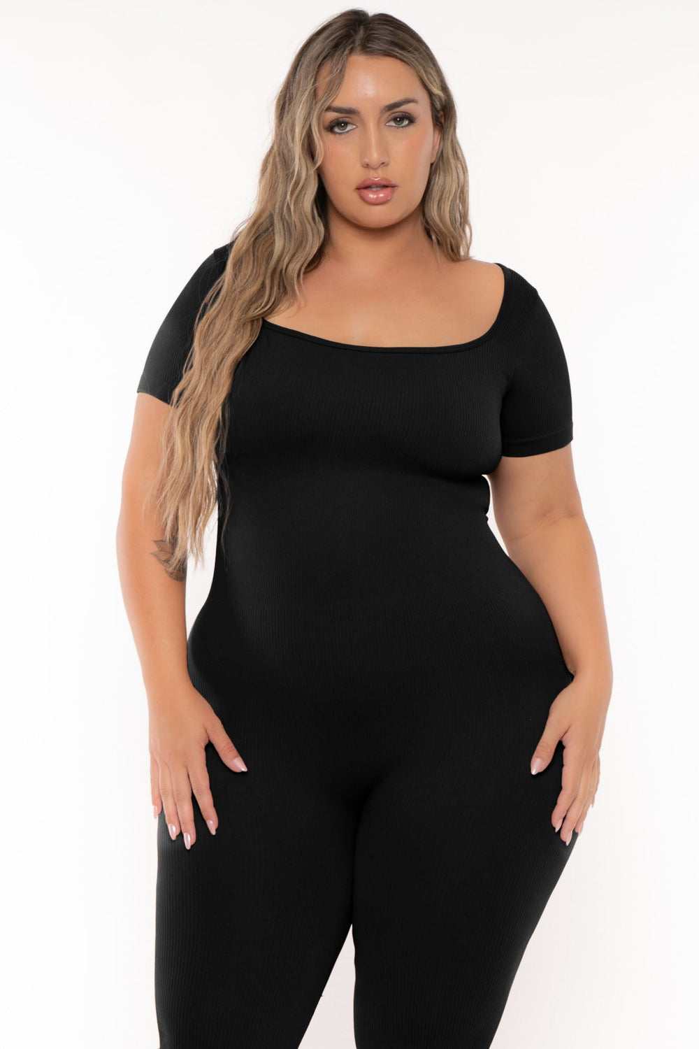 XIAMEN HEXIN INTERNATIONAL Jumpsuits and Rompers Plus Size  Snatched Jumpsuit - Black