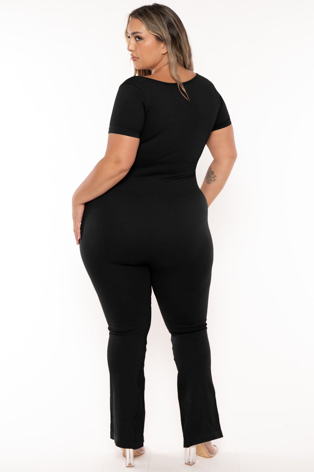 XIAMEN HEXIN INTERNATIONAL Jumpsuits and Rompers Plus Size  Snatched Jumpsuit - Black