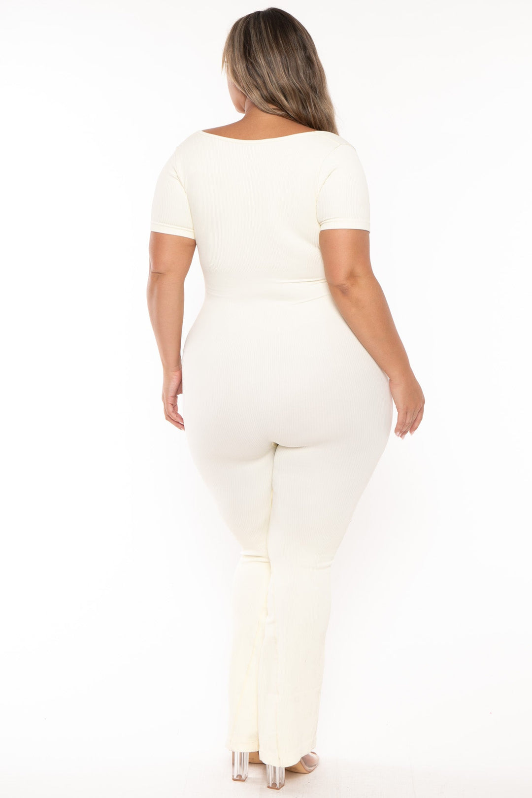 XIAMEN HEXIN INTERNATIONAL Jumpsuits and Rompers Plus Size  Snatched Jumpsuit - Ivory