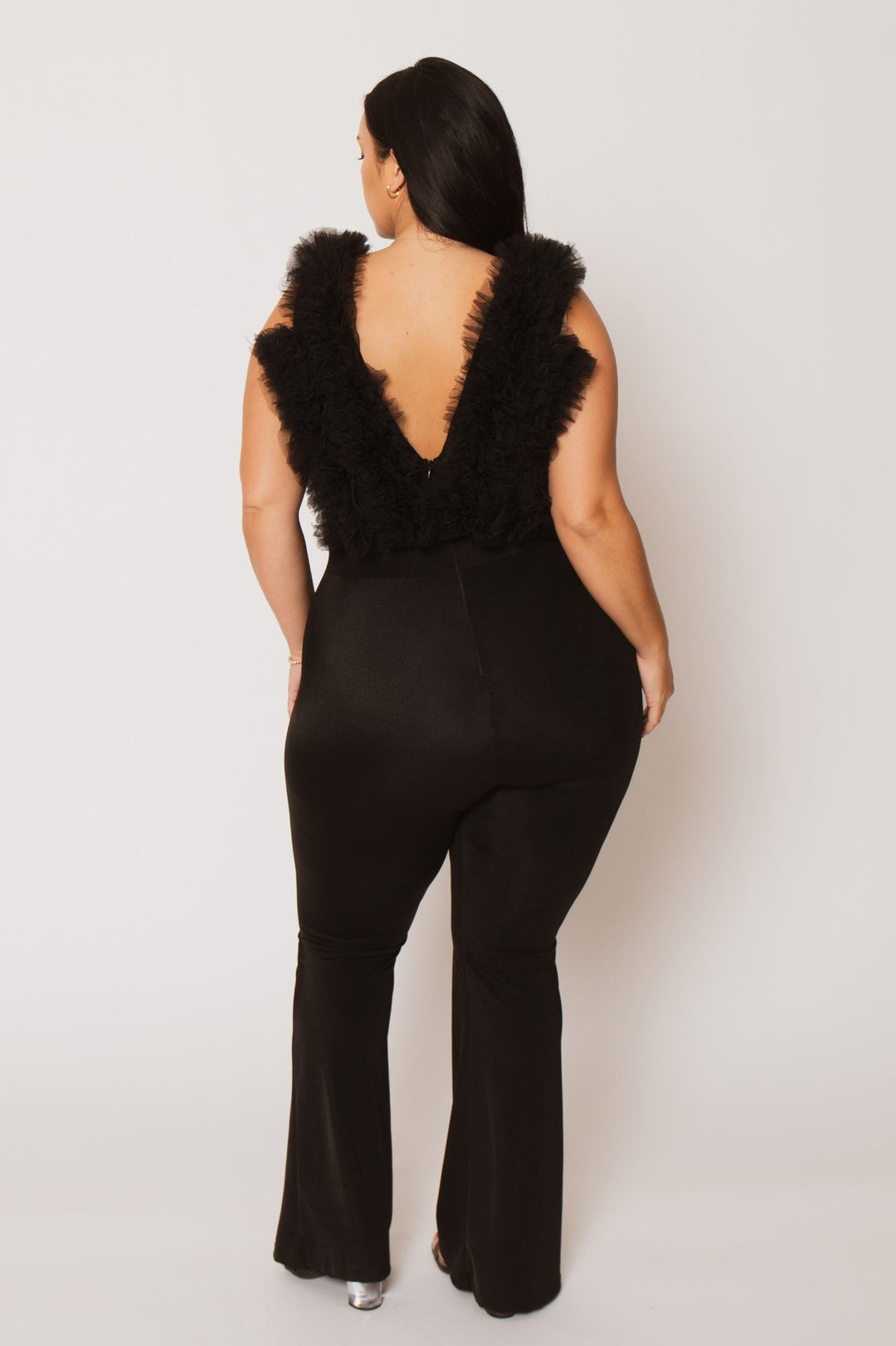K TOO Jumpsuits and Rompers Plus Size Statement Ruffle Jumpsuit - Black