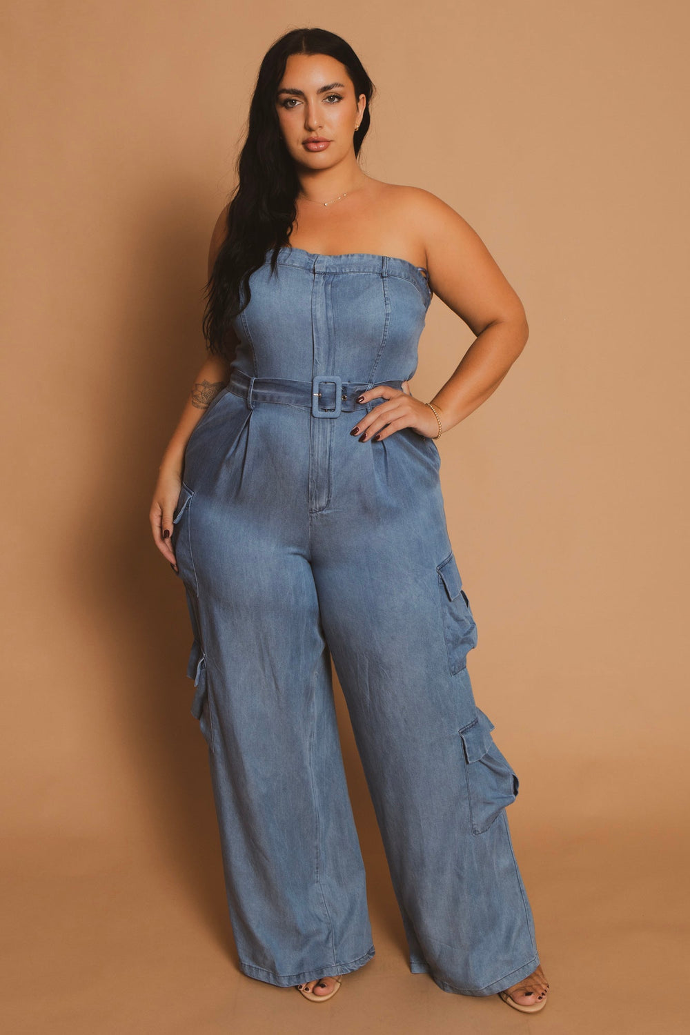 The Sang Company Jumpsuits and Rompers Plus Size  Strapless Cargo Jumpsuit - Blue