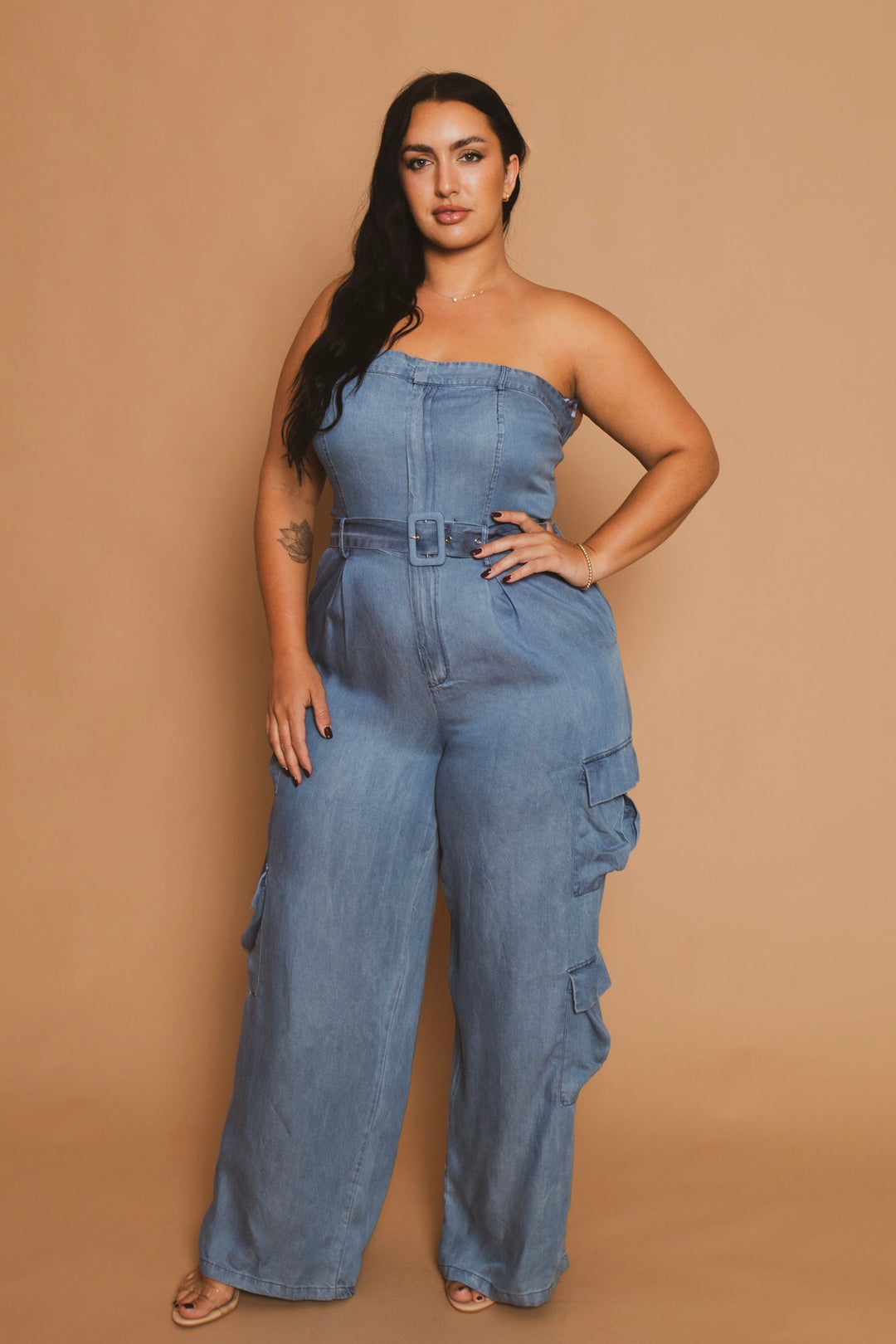 Womens Jumpsuit Plus Size Jean Romper Denim Long Sleeve Long