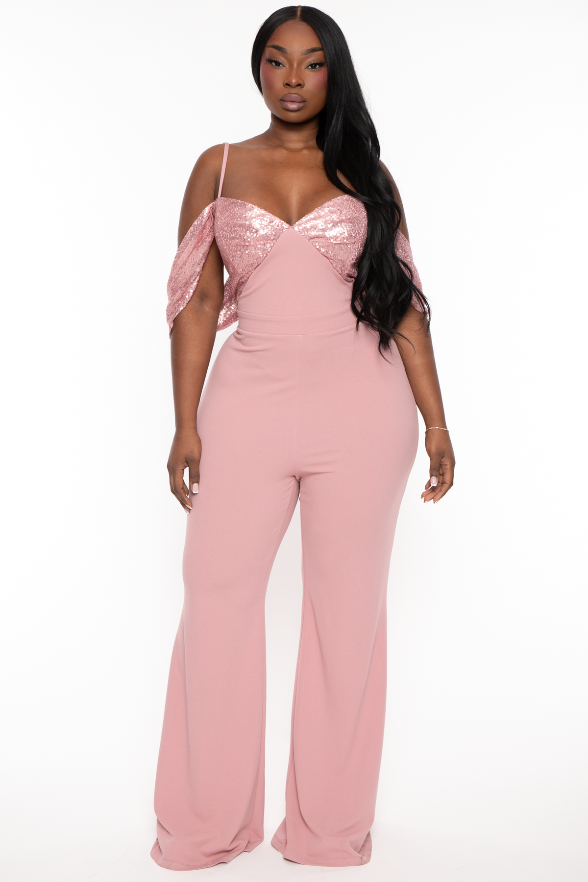 Light pink jumpsuit hotsell plus size