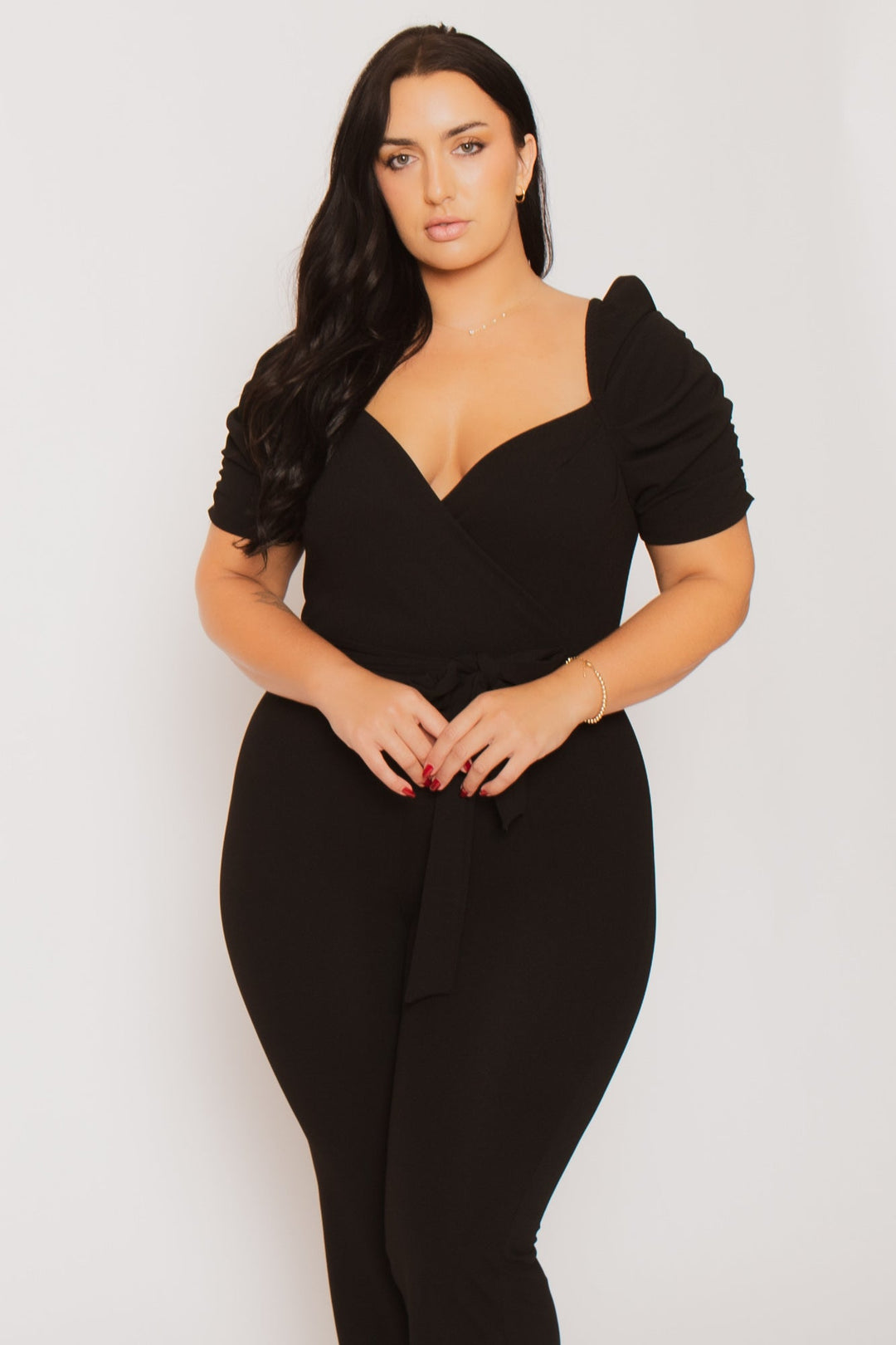 Blue Leopard Jumpsuits and Rompers Plus Size  Timeless Allure Jumpsuit- Black