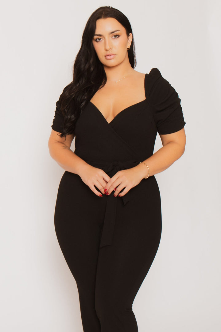 Blue Leopard Jumpsuits and Rompers Plus Size  Timeless Allure Jumpsuit- Black