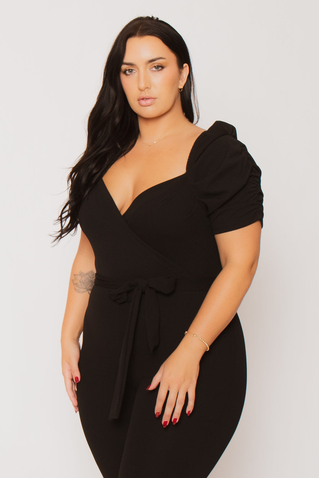 Blue Leopard Jumpsuits and Rompers Plus Size  Timeless Allure Jumpsuit- Black
