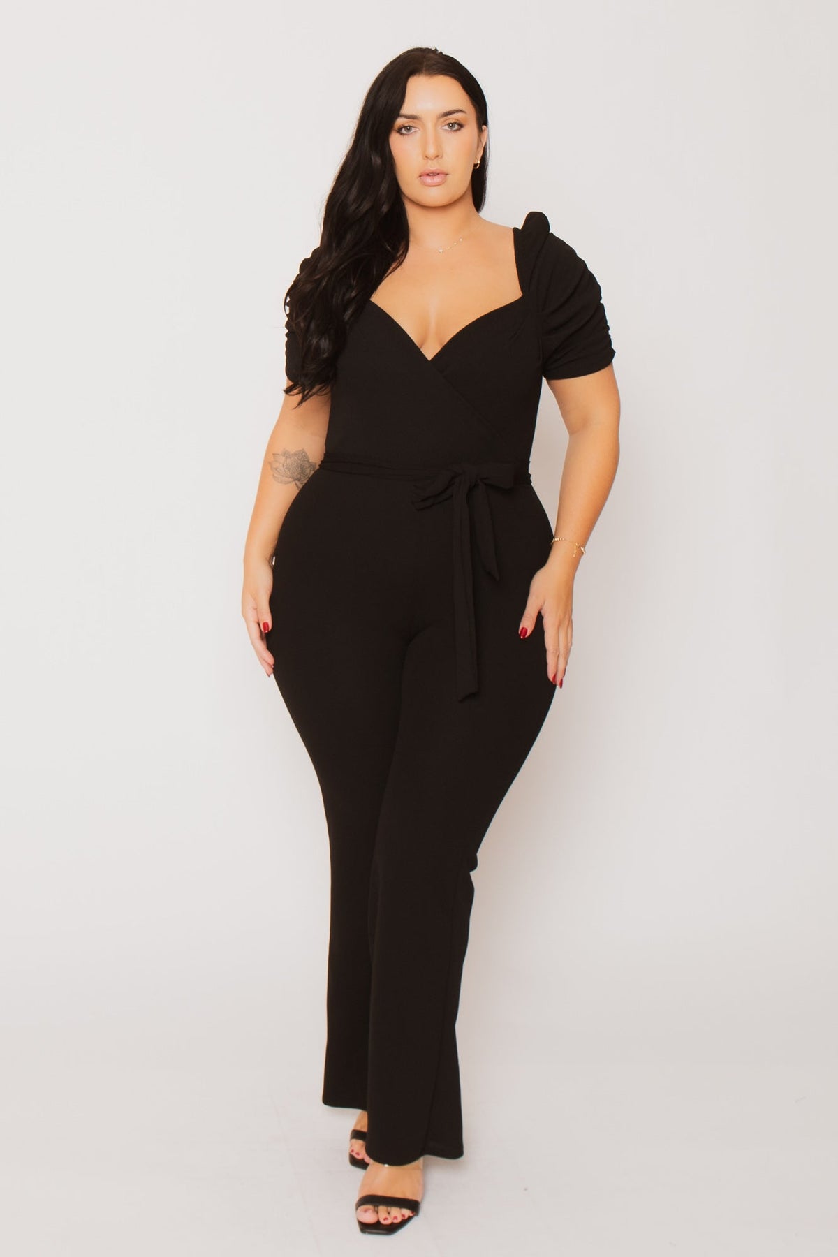 Women's Plus Size Timeless Allure Jumpsuit- Black - Curvy Sense