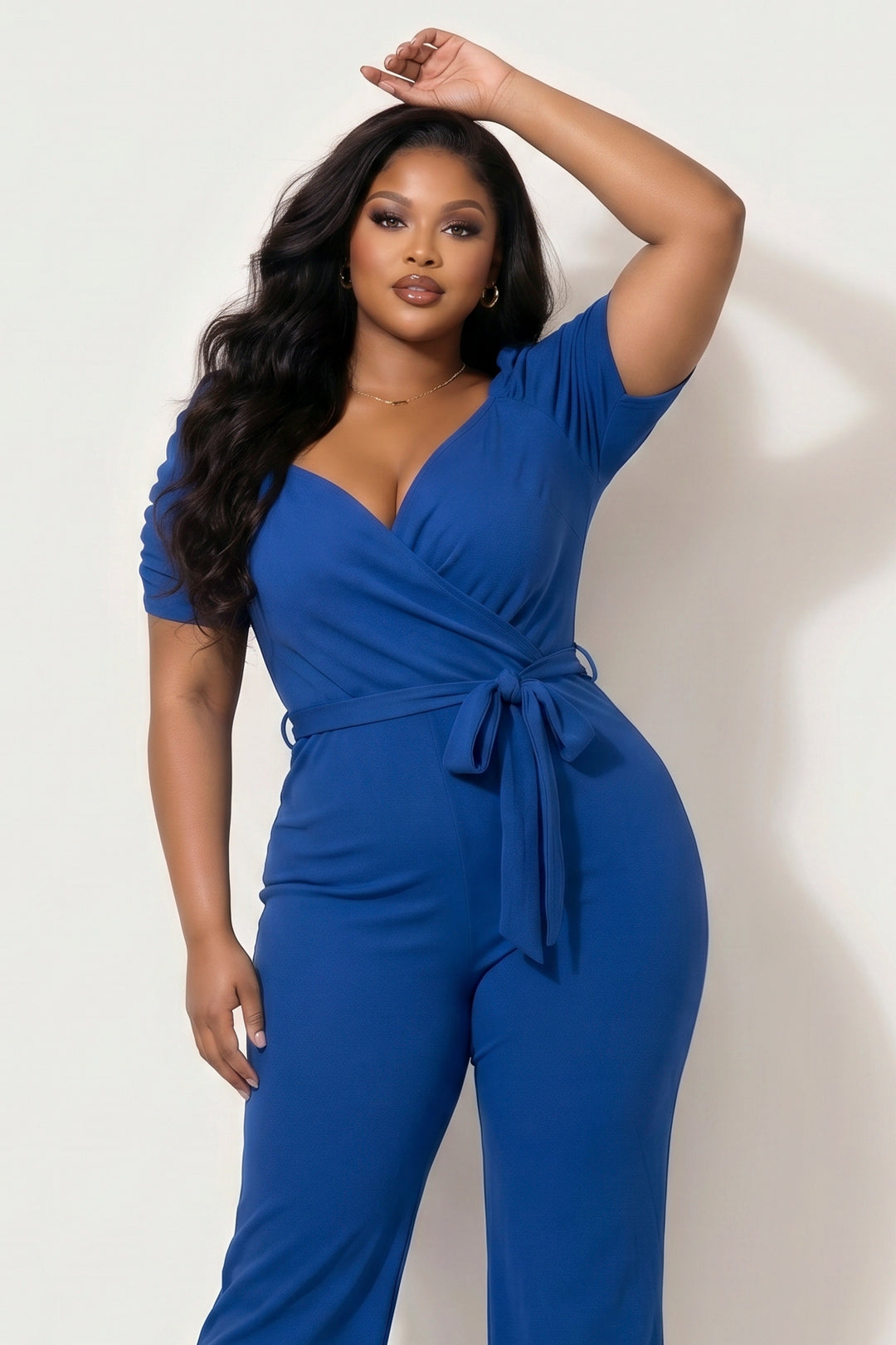 Blue Leopard Jumpsuits and Rompers Plus Size  Timeless Allure Jumpsuit- Blue