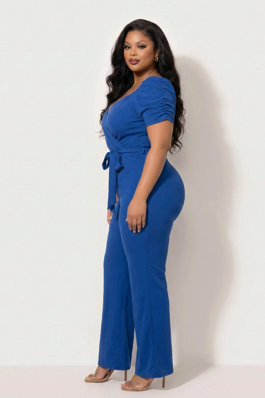 Blue Leopard Jumpsuits and Rompers Plus Size  Timeless Allure Jumpsuit- Blue