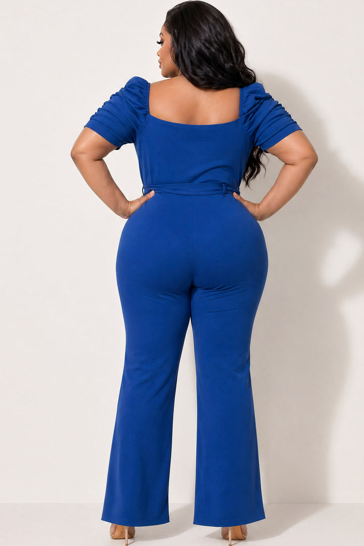 Blue Leopard Jumpsuits and Rompers Plus Size  Timeless Allure Jumpsuit- Blue