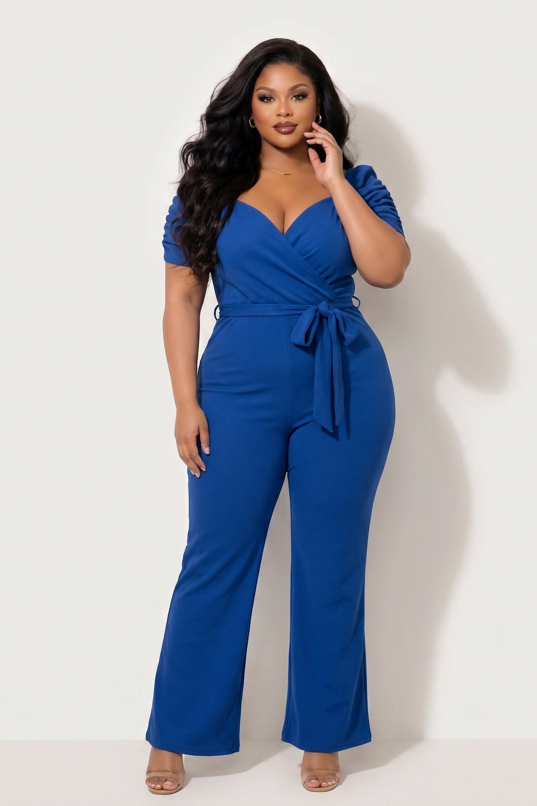Blue Leopard Jumpsuits and Rompers Plus Size  Timeless Allure Jumpsuit- Blue