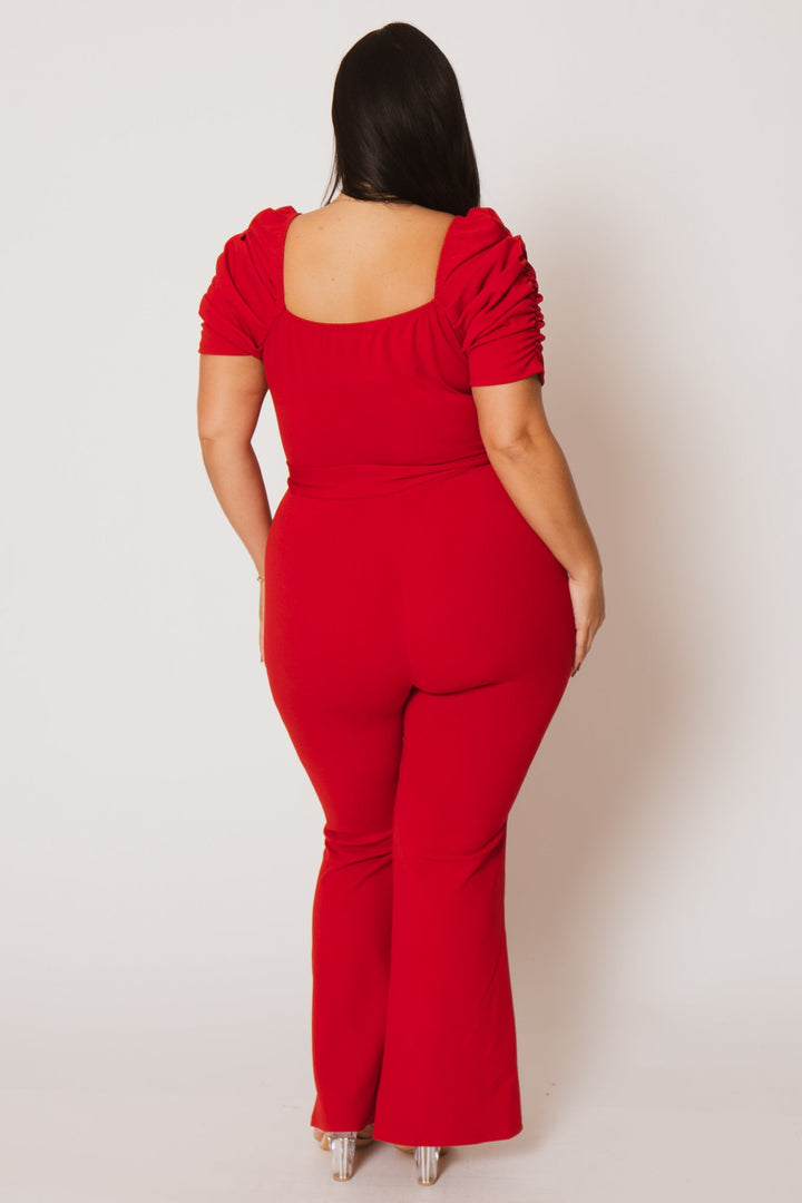 Blue Leopard Jumpsuits and Rompers Plus Size  Timeless Allure Jumpsuit- Red