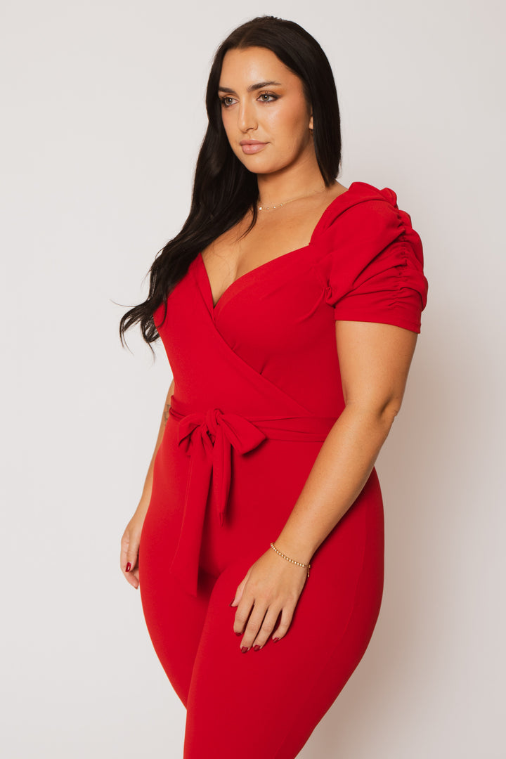 Blue Leopard Jumpsuits and Rompers Plus Size  Timeless Allure Jumpsuit- Red