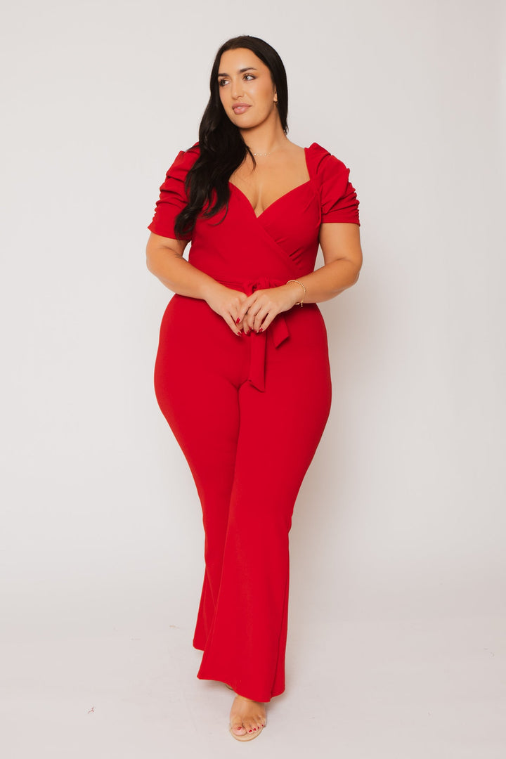 Blue Leopard Jumpsuits and Rompers Plus Size  Timeless Allure Jumpsuit- Red