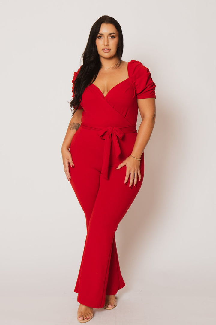 Blue Leopard Jumpsuits and Rompers Plus Size  Timeless Allure Jumpsuit- Red
