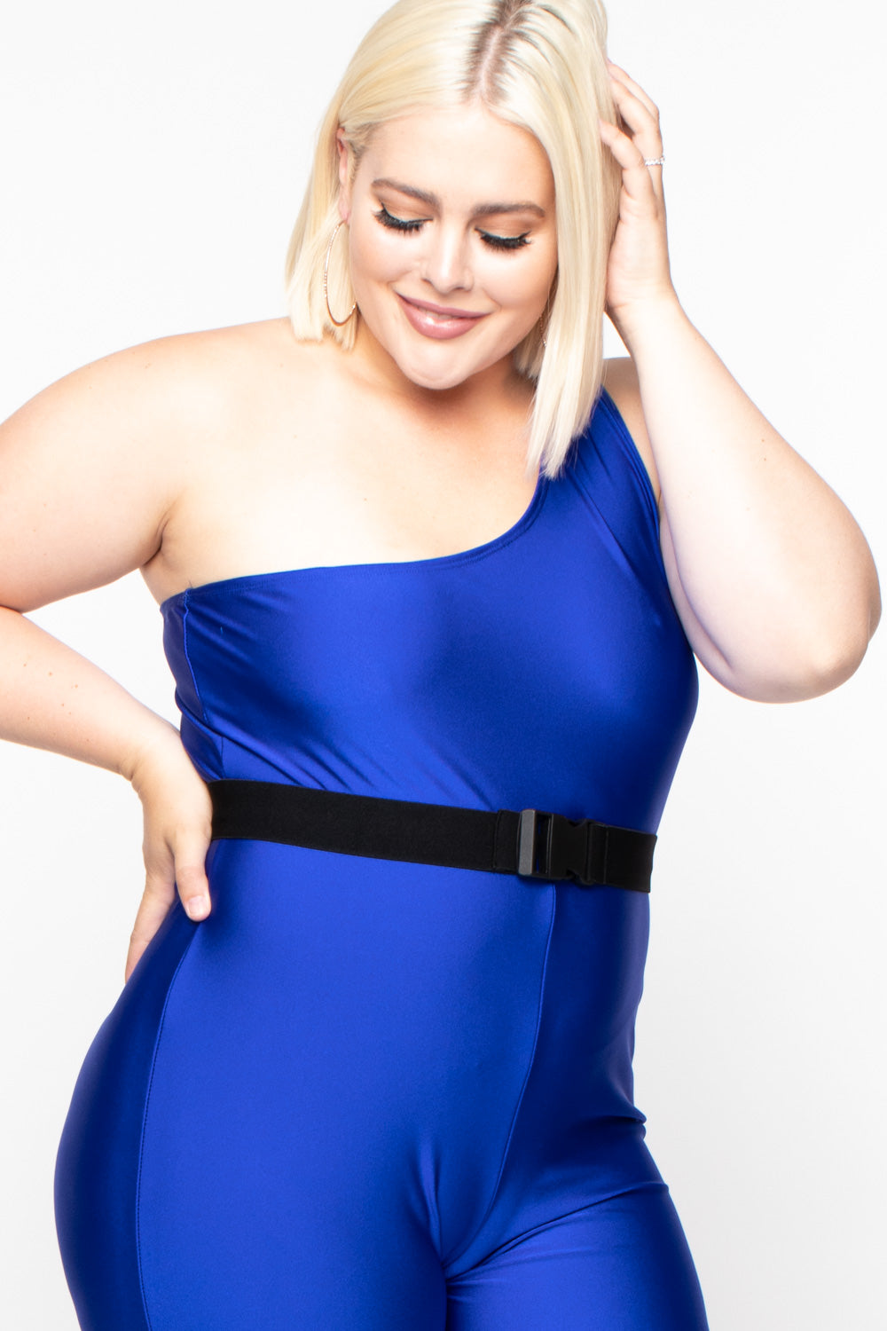 Curvy Sense Jumpsuits and Rompers Plus Size Totally Rad Bodycon Romper - Royal Blue