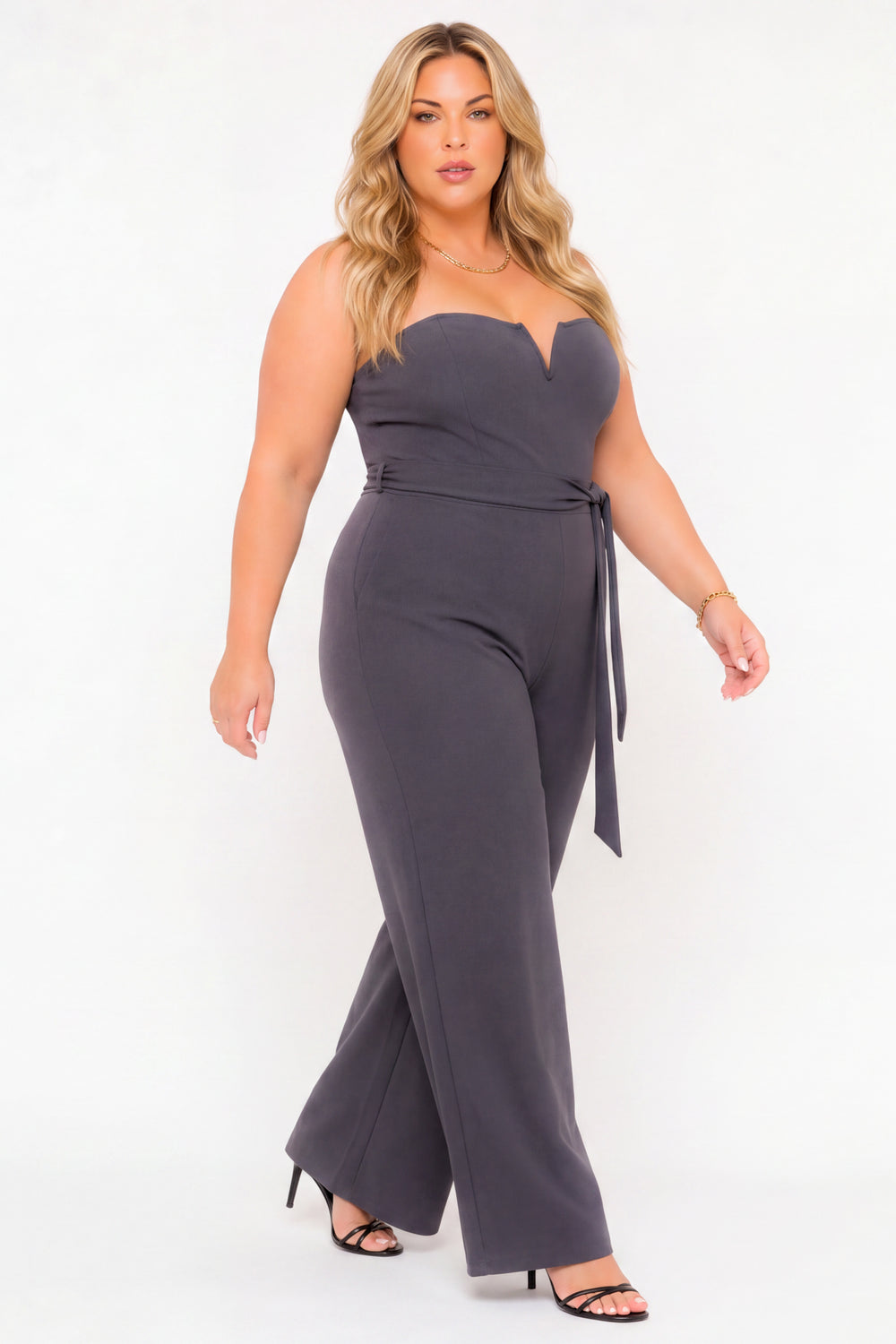 Curvy Sense Inc. Jumpsuits and Rompers Plus Size Viviana Classic Jumpsuit - Charcoal