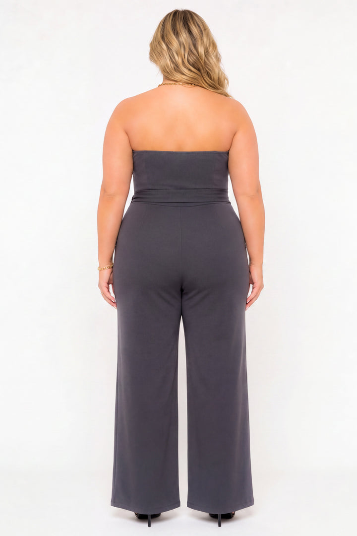 Curvy Sense Inc. Jumpsuits and Rompers Plus Size Viviana Classic Jumpsuit - Charcoal