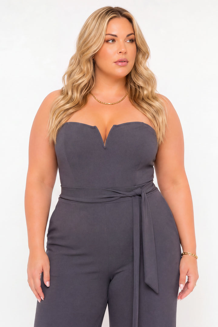 Curvy Sense Inc. Jumpsuits and Rompers Plus Size Viviana Classic Jumpsuit - Charcoal