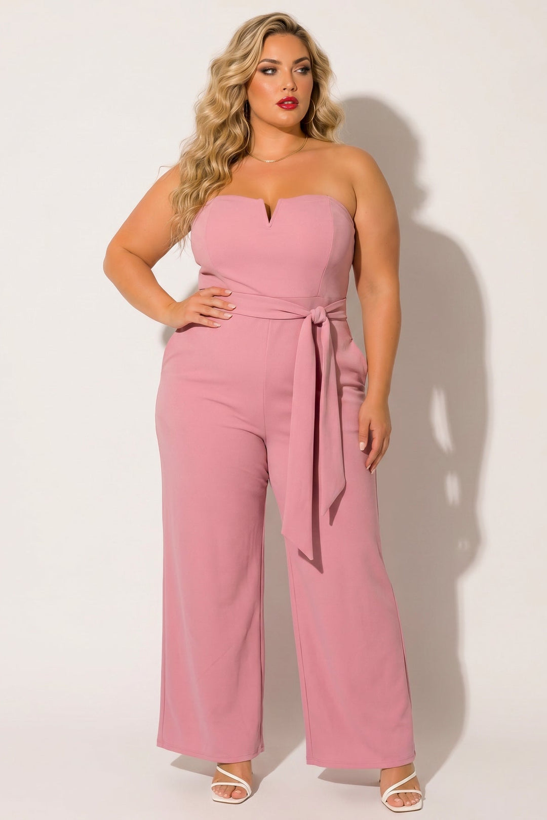 Curvy Sense Inc. Jumpsuits and Rompers Plus Size Viviana Classic Jumpsuit - Mauve