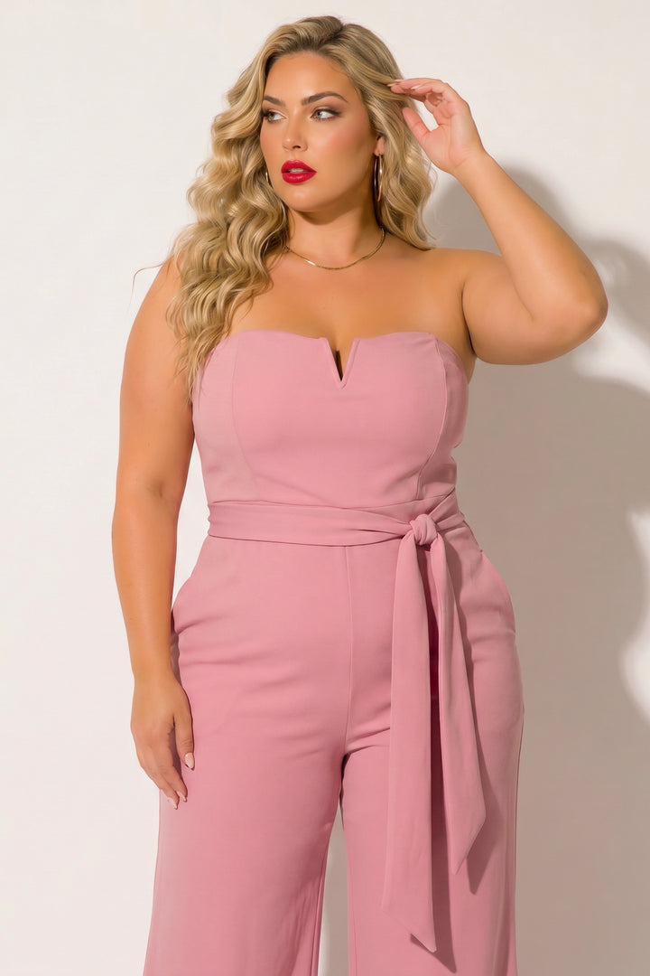 Curvy Sense Inc. Jumpsuits and Rompers Plus Size Viviana Classic Jumpsuit - Mauve