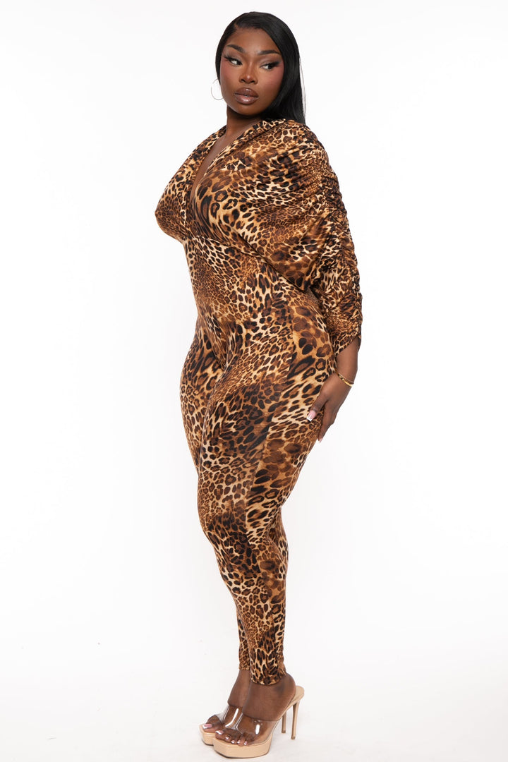 Goodtime USA Jumpsuits and Rompers Plus Size Wild About It Leopard Jumpsuit - Brown