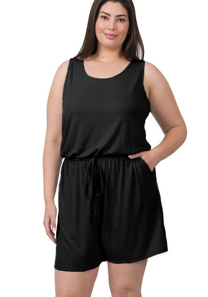 Zenana Jumpsuits and Rompers Plus Size Zenny Sleeveless  Romper - Black