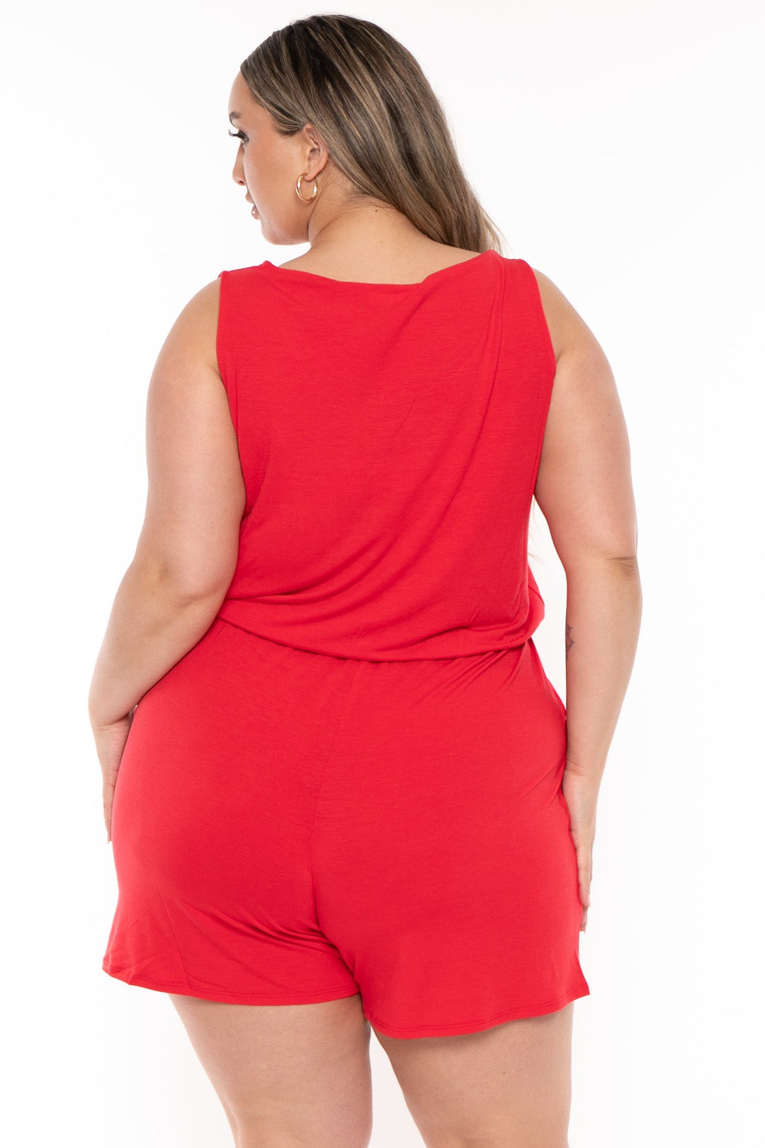 Zenana Jumpsuits and Rompers Plus Size Zenny Sleeveless  Romper - Red