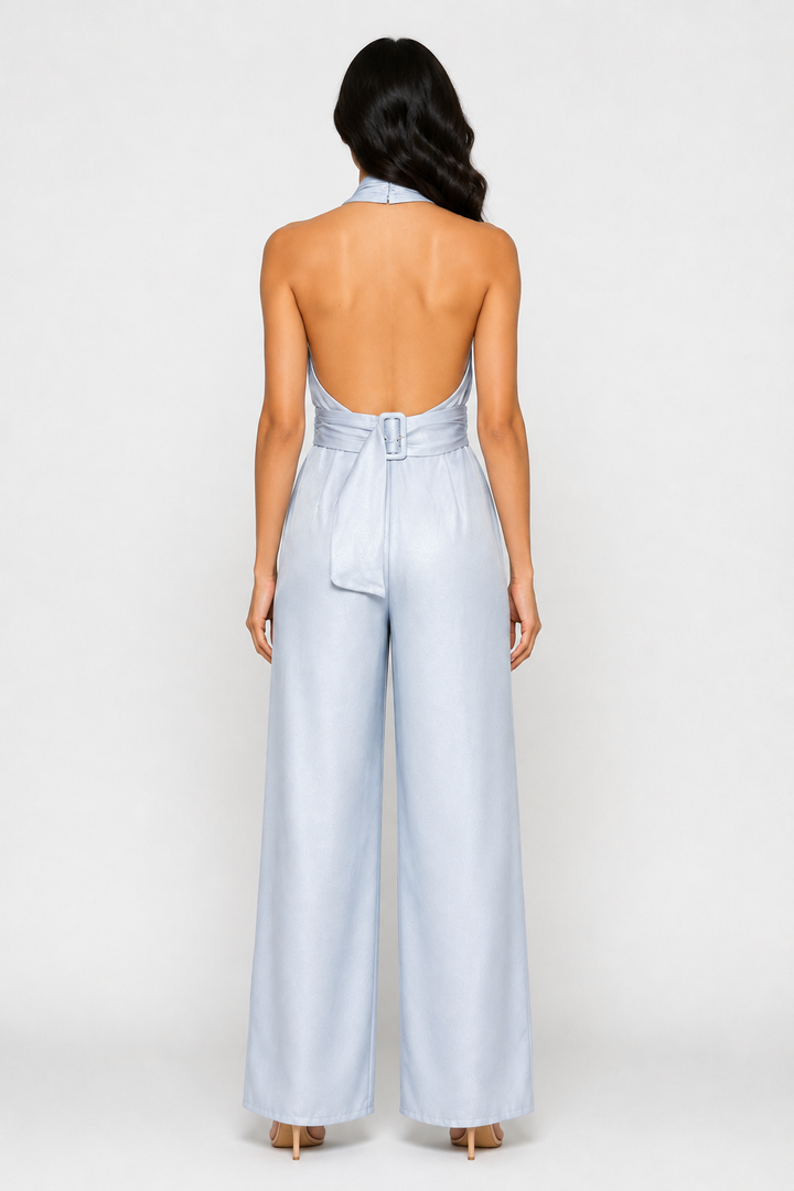 zah Jumpsuits and Rompers Rosalie Halter Jumpsuit - Light Blue