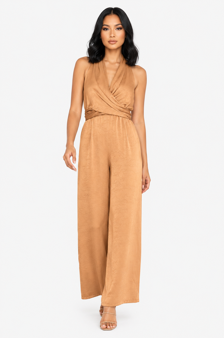 zah Jumpsuits and Rompers Rosalie Halter Jumpsuit - Mocha