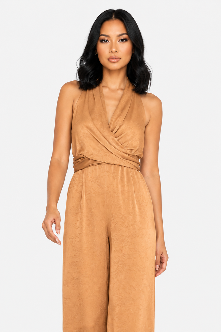 zah Jumpsuits and Rompers Rosalie Halter Jumpsuit - Mocha