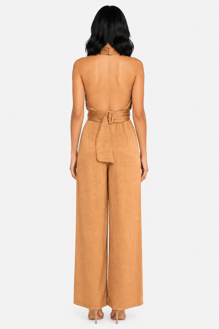 zah Jumpsuits and Rompers Rosalie Halter Jumpsuit - Mocha