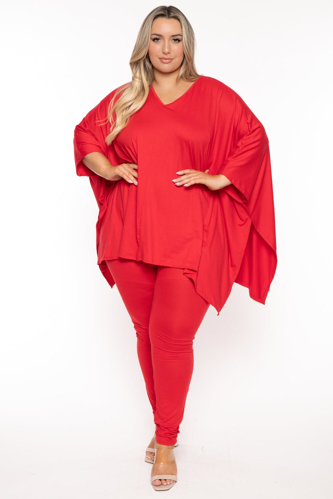 H & H FASHION Matching Sets 1X / Red A Plus Size Ronnah Top And Pant Set  - Red
