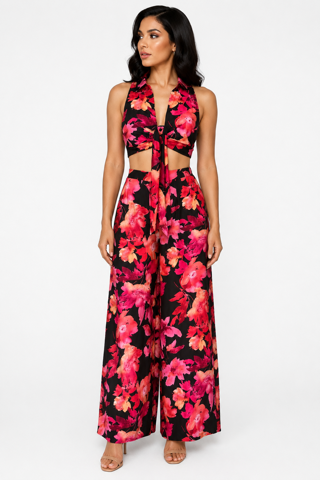 zah Matching Sets Hibiscus Night 2PC Set - Black