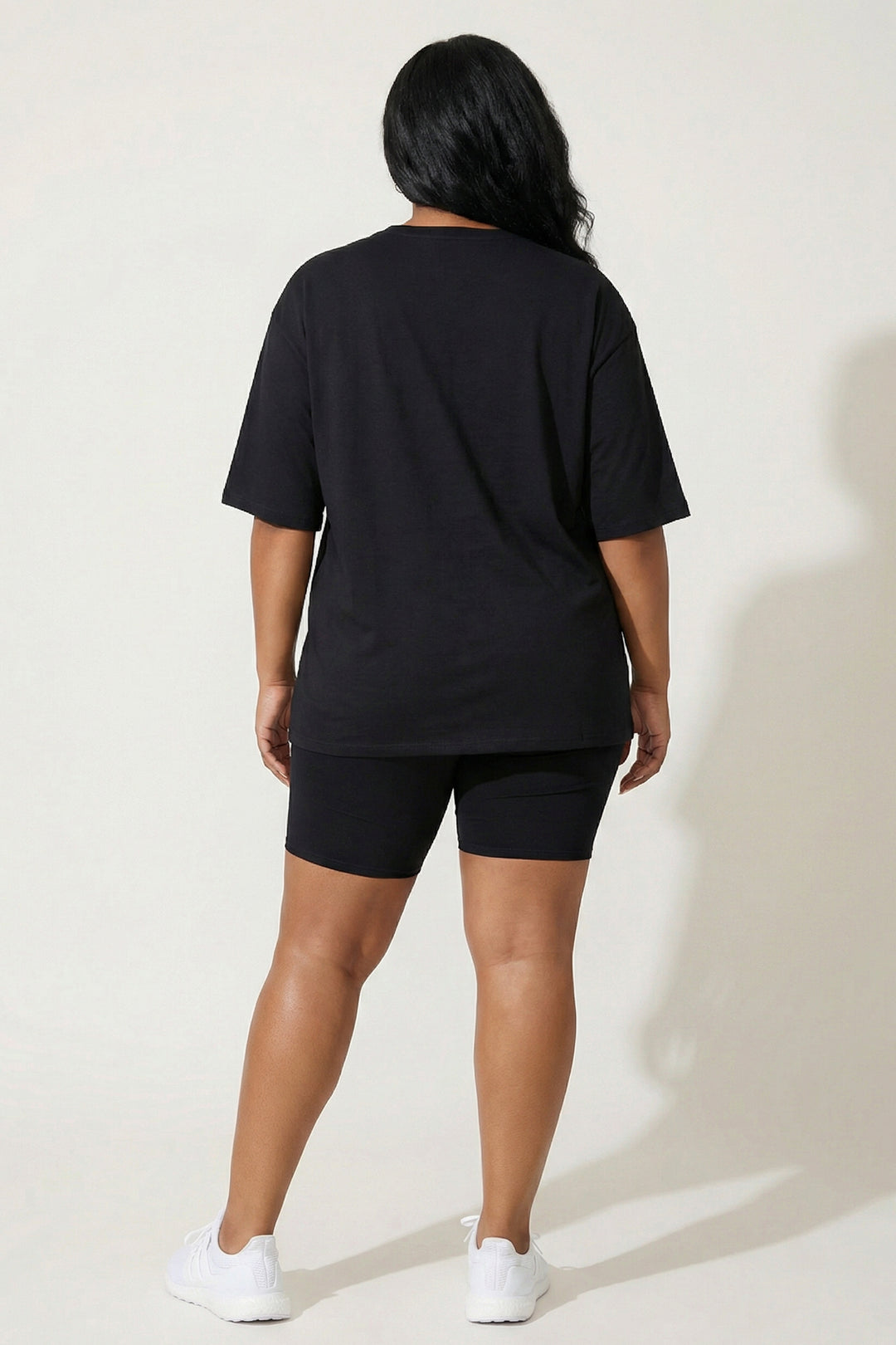 Capella Matching Sets Plus Size Alex Tee And Biker Short Set - Black