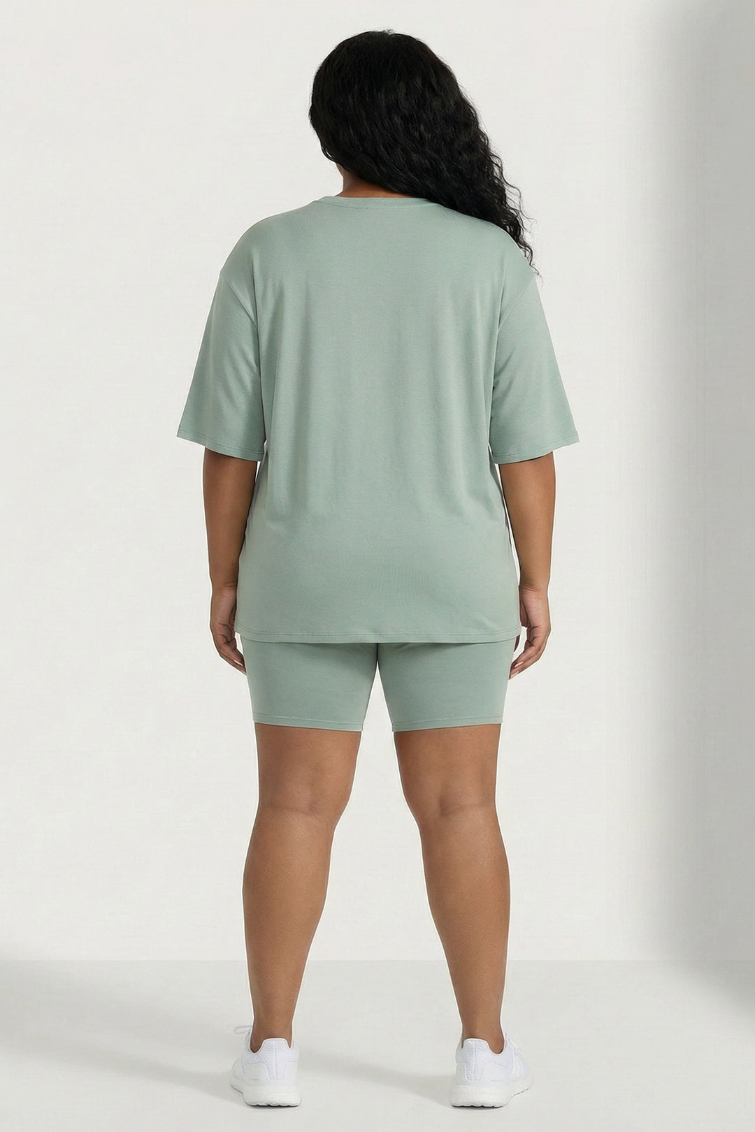 Capella Matching Sets Plus Size Alex Tee And Biker Short Set - Sage