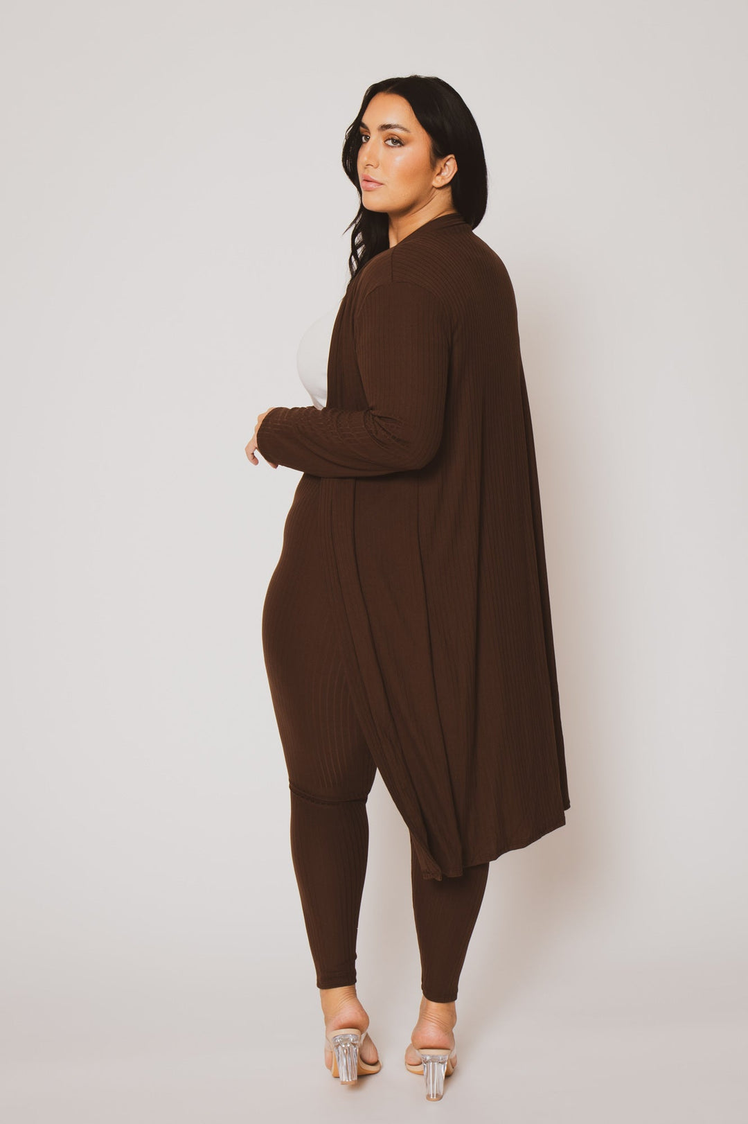 Capella Matching Sets Plus Size Alexandra Rib 2pc  Set - Brown