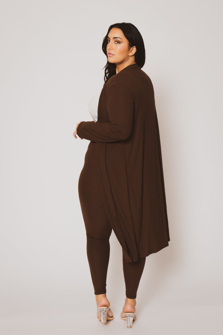 Capella Matching Sets Plus Size Alexandra Rib 2pc  Set - Brown