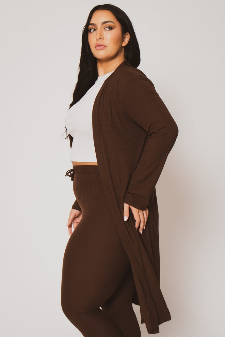 Capella Matching Sets Plus Size Alexandra Rib 2pc  Set - Brown