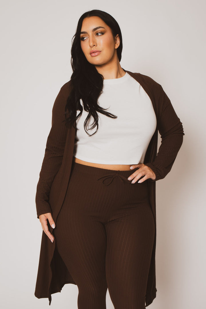 Capella Matching Sets Plus Size Alexandra Rib 2pc  Set - Brown