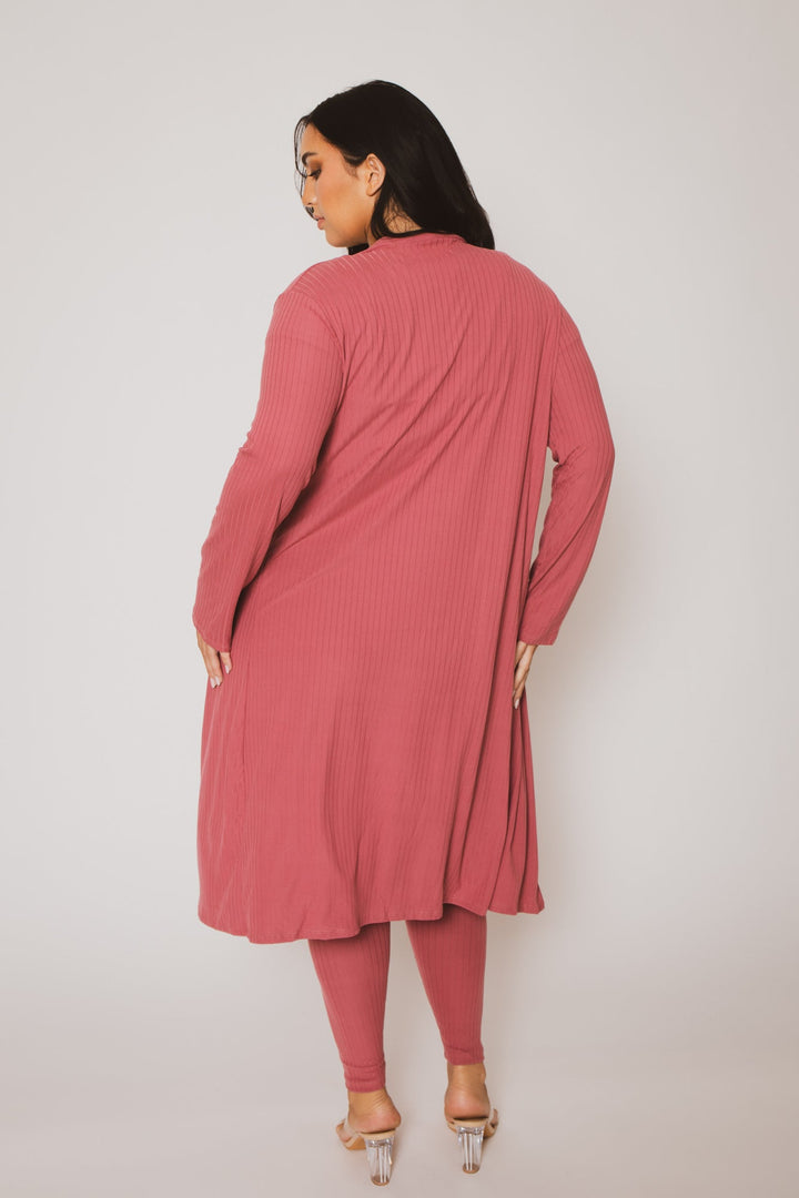 Capella Matching Sets Plus Size Alexandra Rib 2pc  Set - Mauve