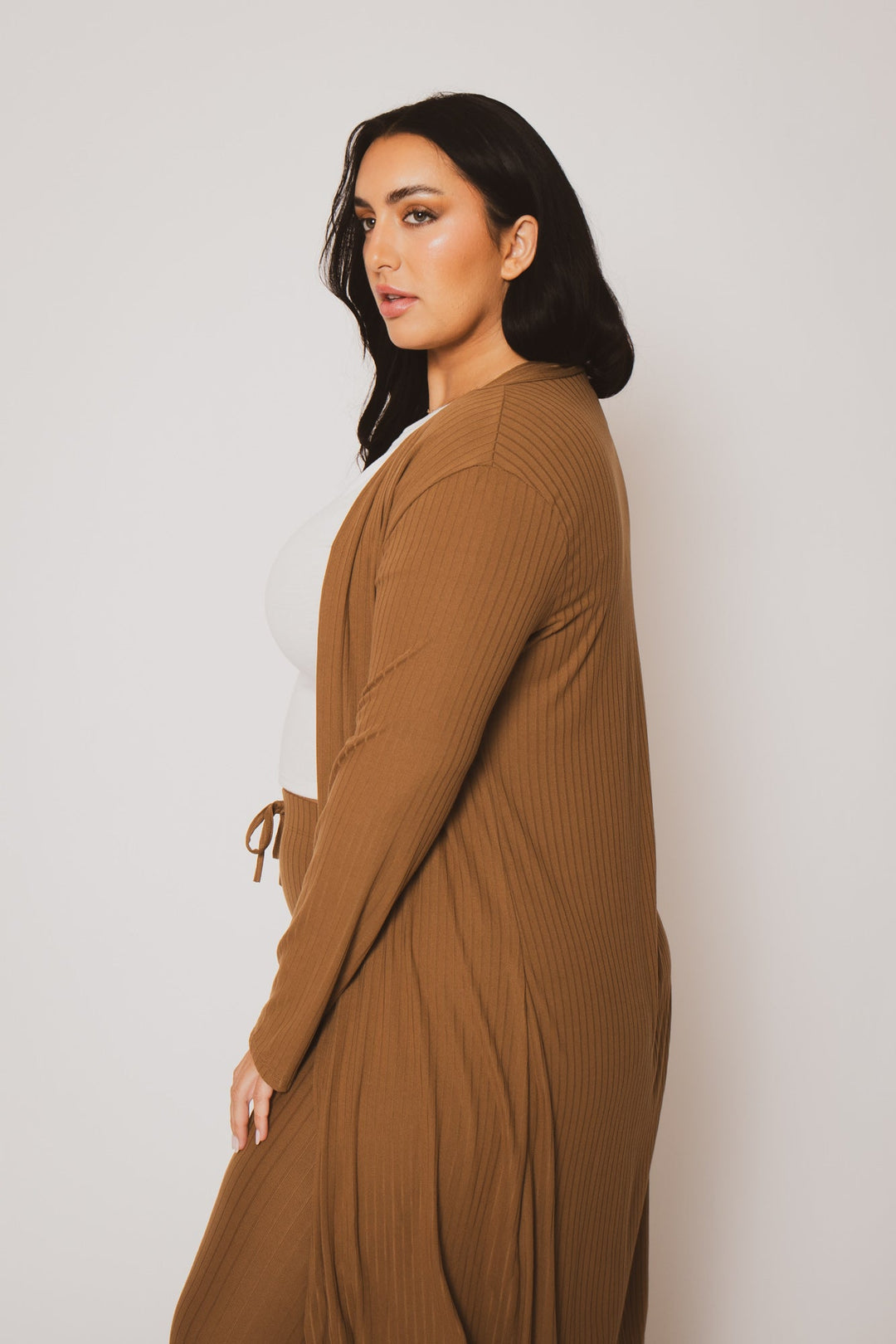 Capella Matching Sets Plus Size Alexandra Rib 2pc  Set - Mocha