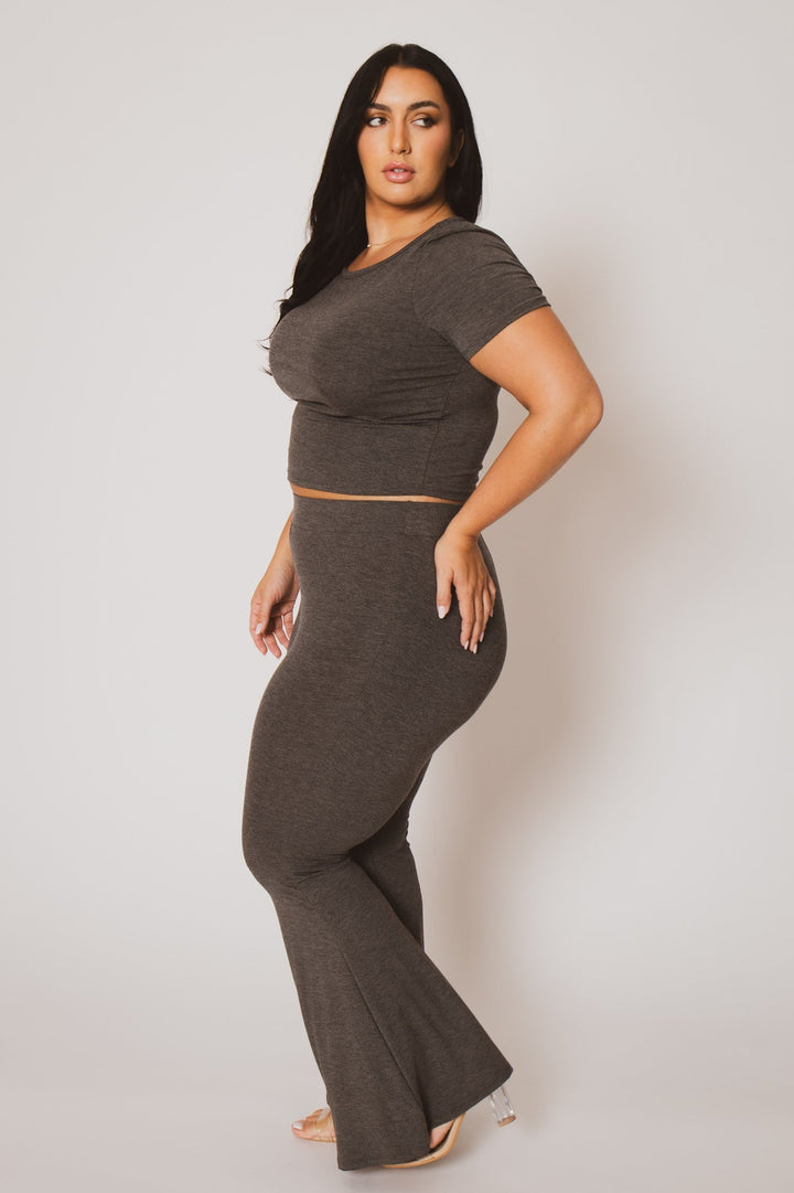 Curvy Sense Matching Sets Plus Size Alora Matching Set -  Charcoal