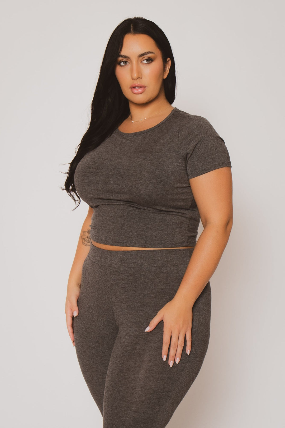 Curvy Sense Matching Sets Plus Size Alora Matching Set -  Charcoal