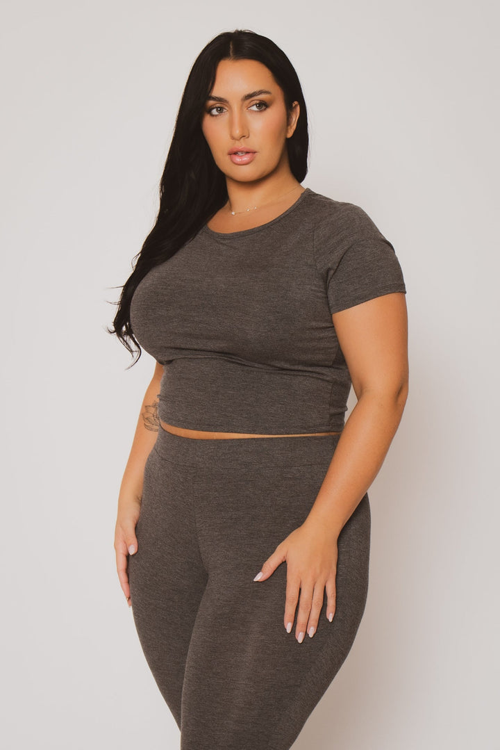 Curvy Sense Matching Sets Plus Size Alora Matching Set -  Charcoal
